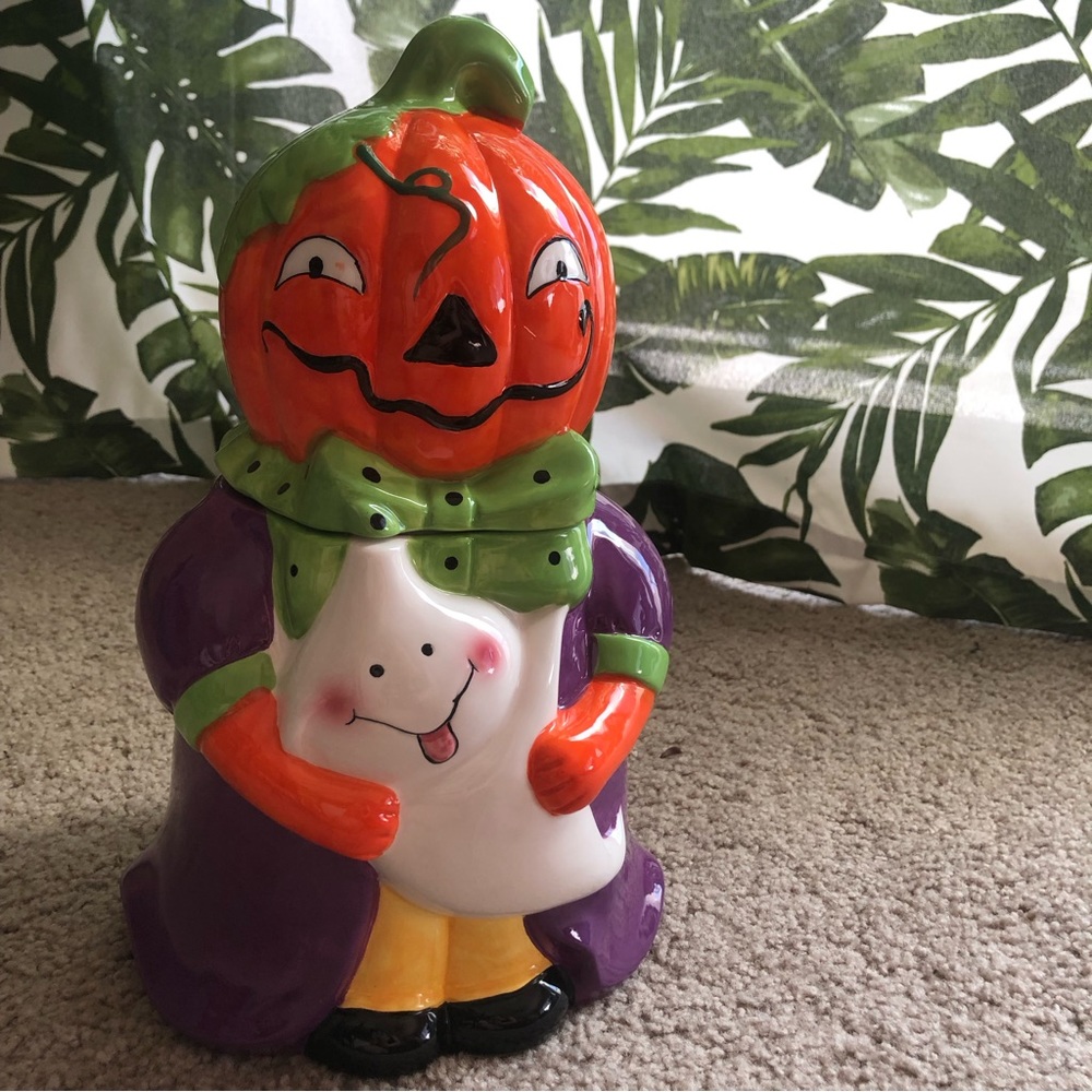 Halloween Ugly Pumpkin Girl Cookie Jar